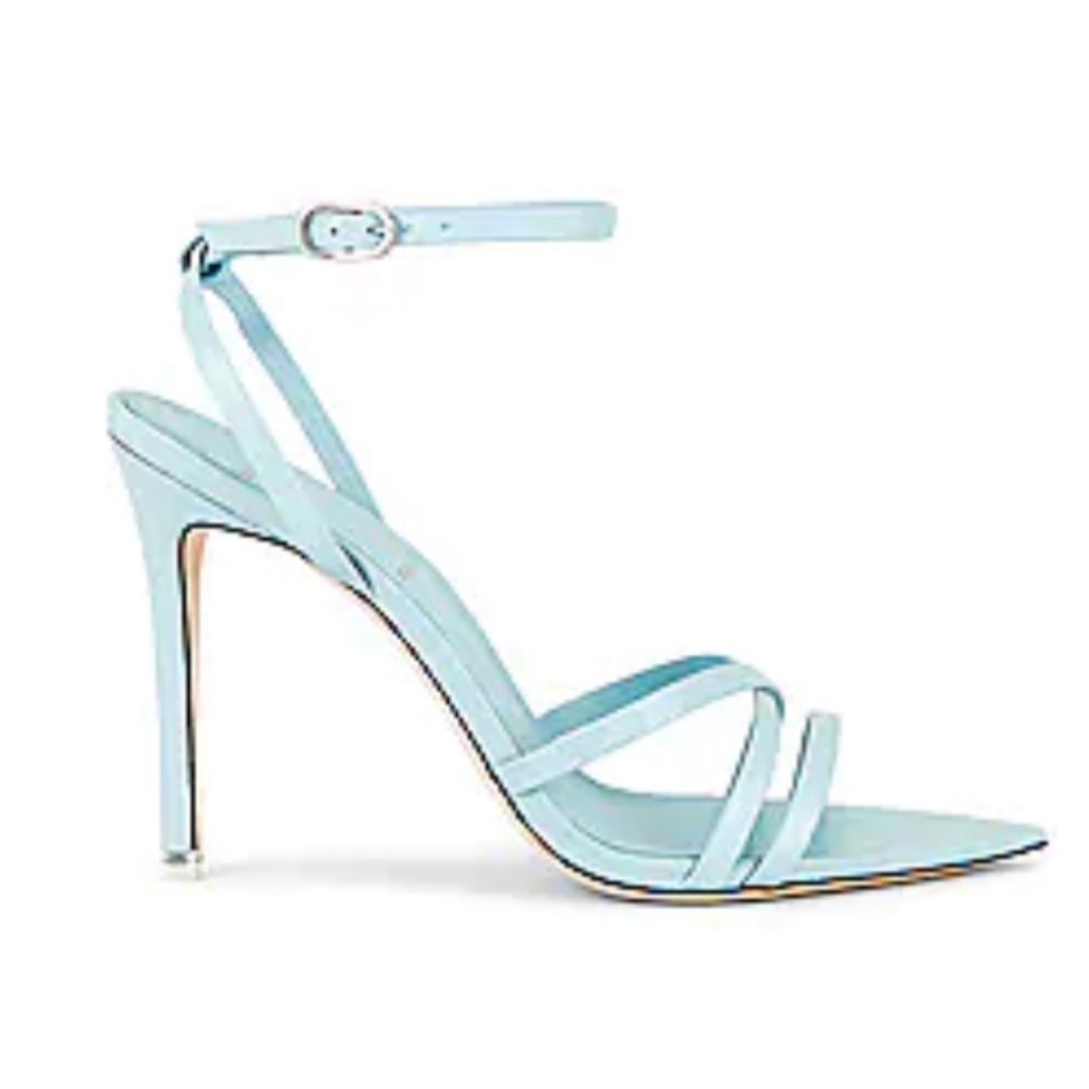 Black Suede Kris Sandal in Baby Blue. Size 38.5